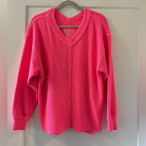 Aerie Bright Pink V-Neck Sweater